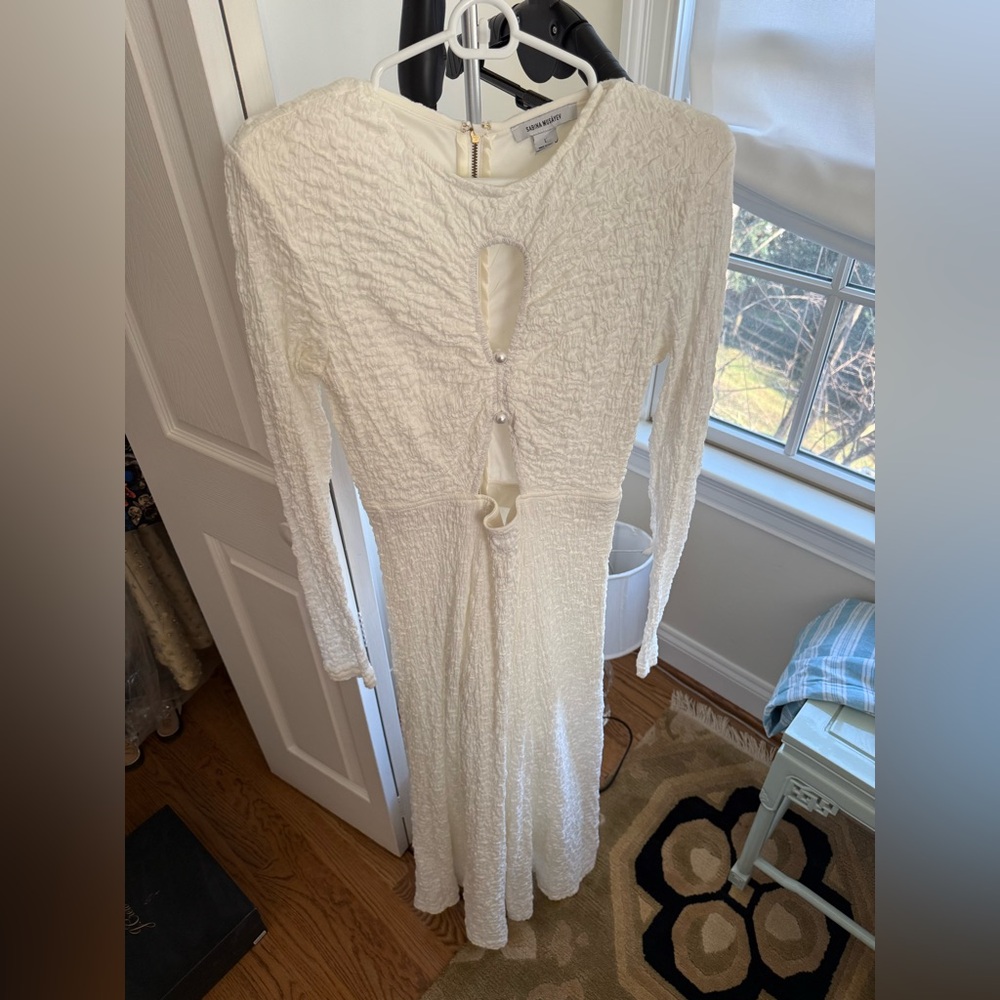 Sabina Musayev Cream Long Sleeve Dress